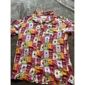 Rowdy Gentlemen Natural Light Beer Can Button Down Short Sleeve Large Hawaiian‎